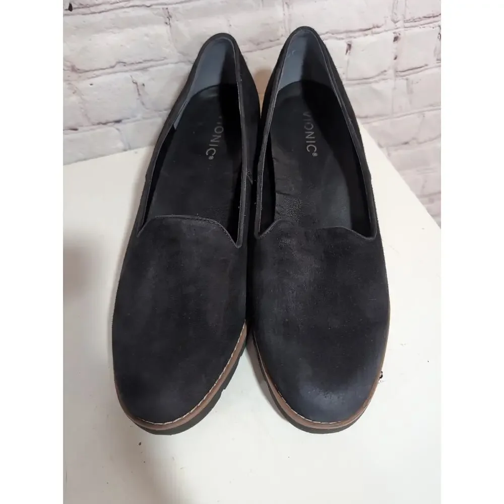 Vionic Women's Size 10 Willa Wedge Water Repellent Black Suede Euro 41